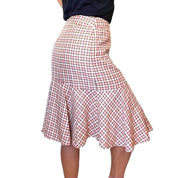 1970s UK-Inspired Plaid Trench Coat & Flounce Skirt Set Belted 2-Piece Gingham - Picture 3 of 16